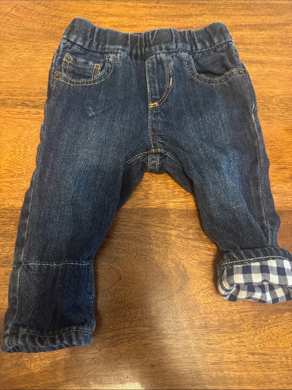 GAP Dark Blue Denim Jeans with Gingham Cuff